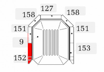 Haas+Sohn Hamar 251.15 Pierre de paroi côté à gauche  à l’avant pierre de la chambre de combustion