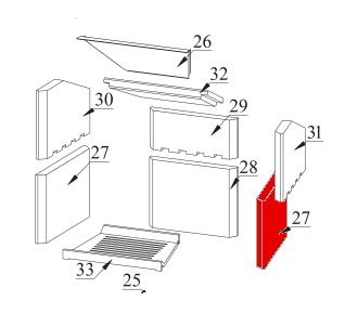 Fireplace Twist Seitenstein rechts unten Vermiculitestein