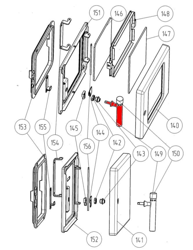 Wamsler K128F poignée de porte porte de chambre de combustion