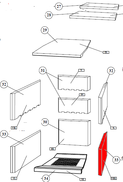 Fireplace Cleveland Seitenstein rechts unten Feuerraumstein