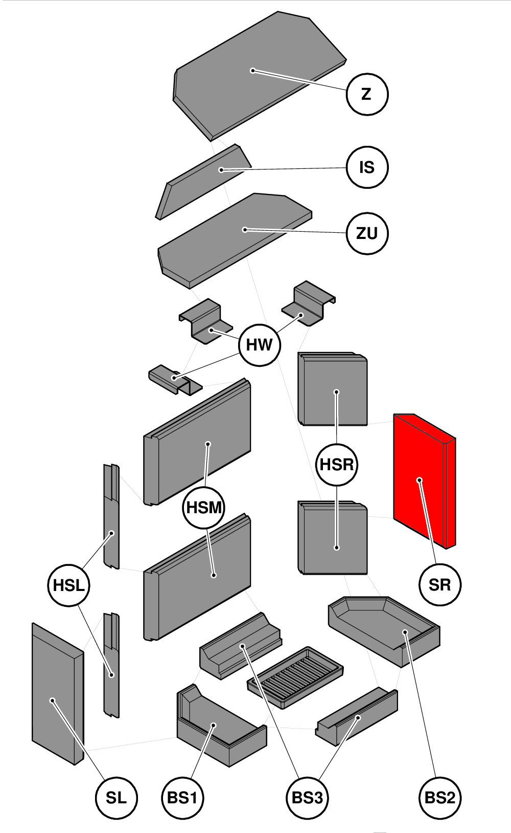 Haas+Sohn Komfort III 180.18 Seitenstein rechts vorne Feuerraumstein