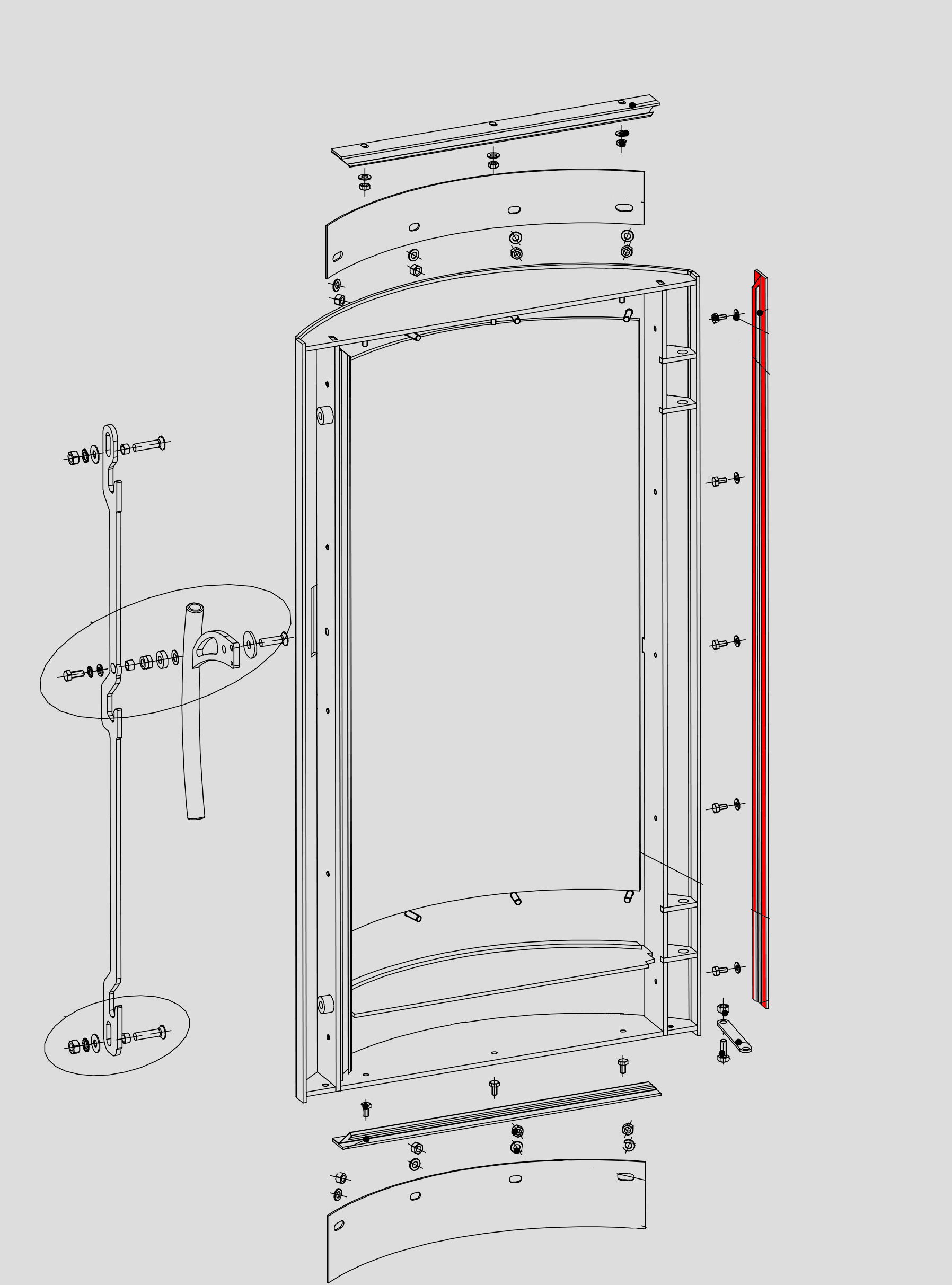 Romotop Busto support de vitre gauche