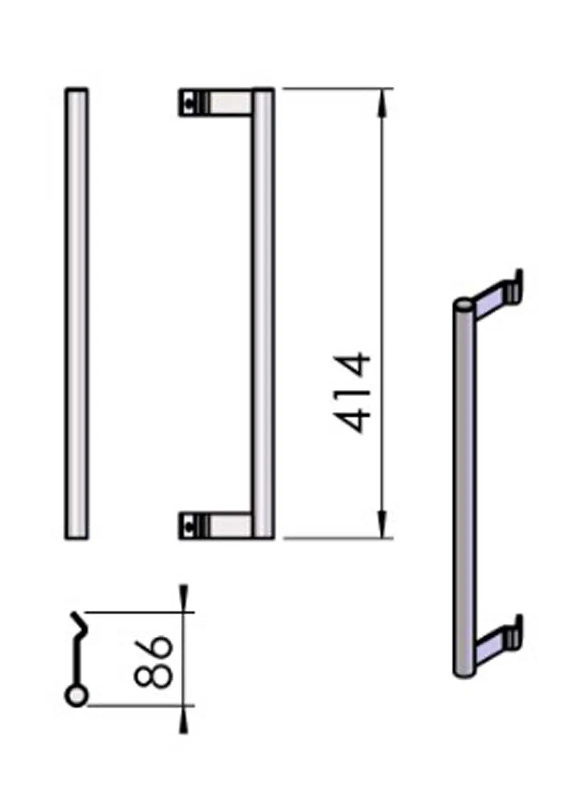 Termatech TT23 poignée de porte acier inoxydable