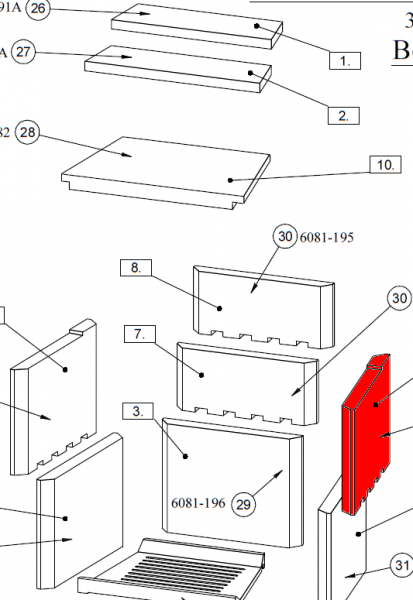 Fireplace Havanna C Seitenstein rechts oben Vermiculitestein 