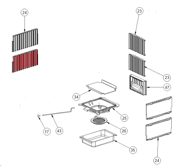 La Nordica Gemma Forno Seitenplatte links unten C Gussplatte