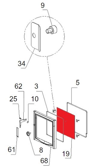 La Nordica TermoRosella Plus Forno Sichtscheibe Backfach A Glasscheibe