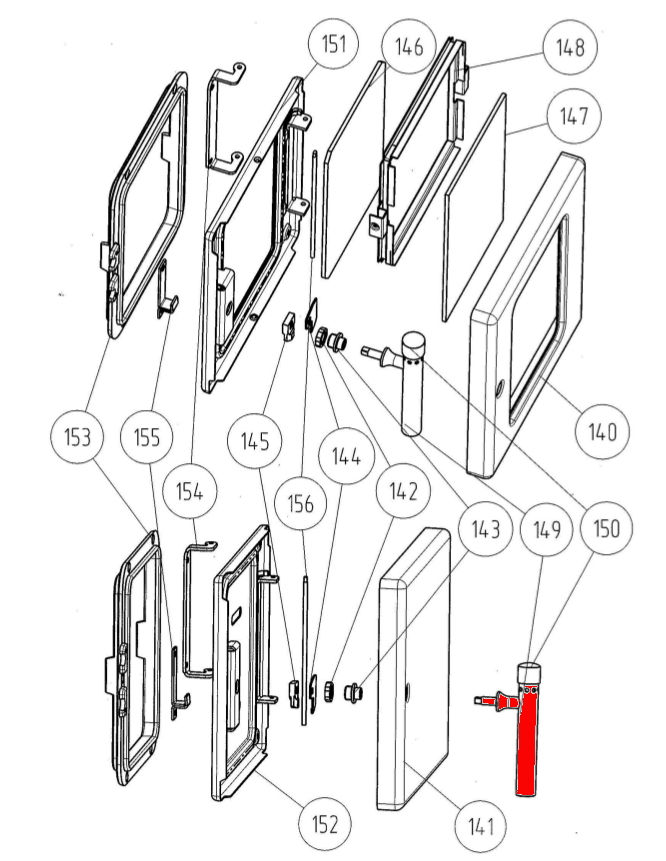 Wamsler K128F poignée de porte espace cendres