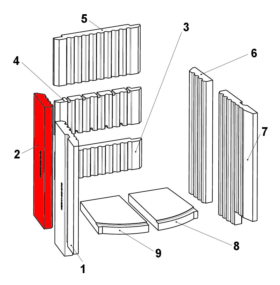 Leda Madura 101 Seitenstein links hinten B Schamottestein