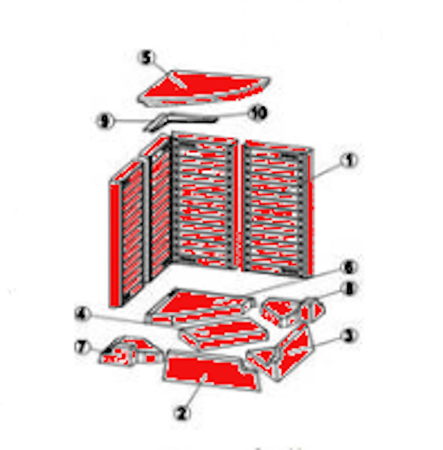 Austroflamm 55x55x57 K eck revêtement de chambre de combustion