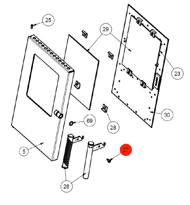 Wamsler W1-40 Poignée de porte de la chambre combustion vis ronde