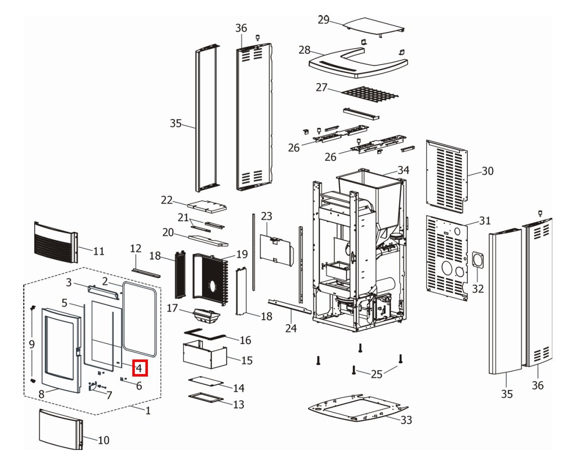 MCZ EGO-Air 2.0 Sichtscheibe Glaskeramik