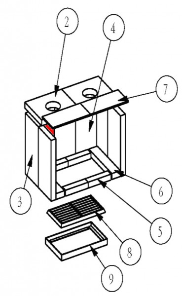 Eurotherm Rubin Rückwandstein links B Vermiculitestein