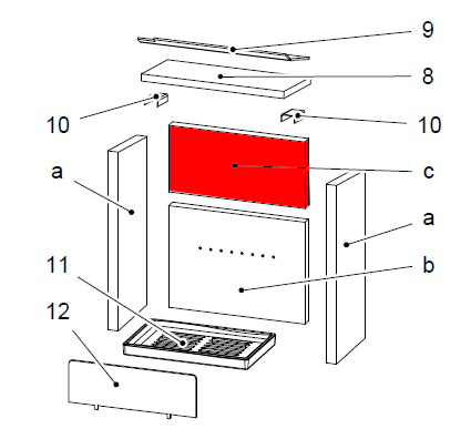 Haas+Sohn Pinus 218.17 Pierre de paroi de fond en haut pierre de la chambre de combustion