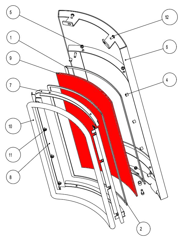 Austroflamm Pi Sichtscheibe links Schauglas