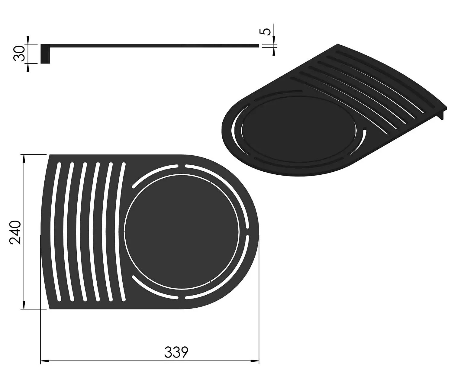 Termatech TT22S grille supérieure acier noir