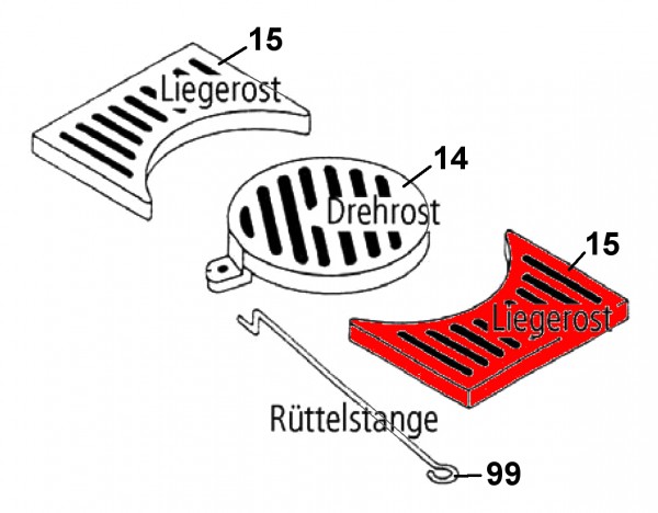 Leda Rubin K19 grille de décendrage gauche